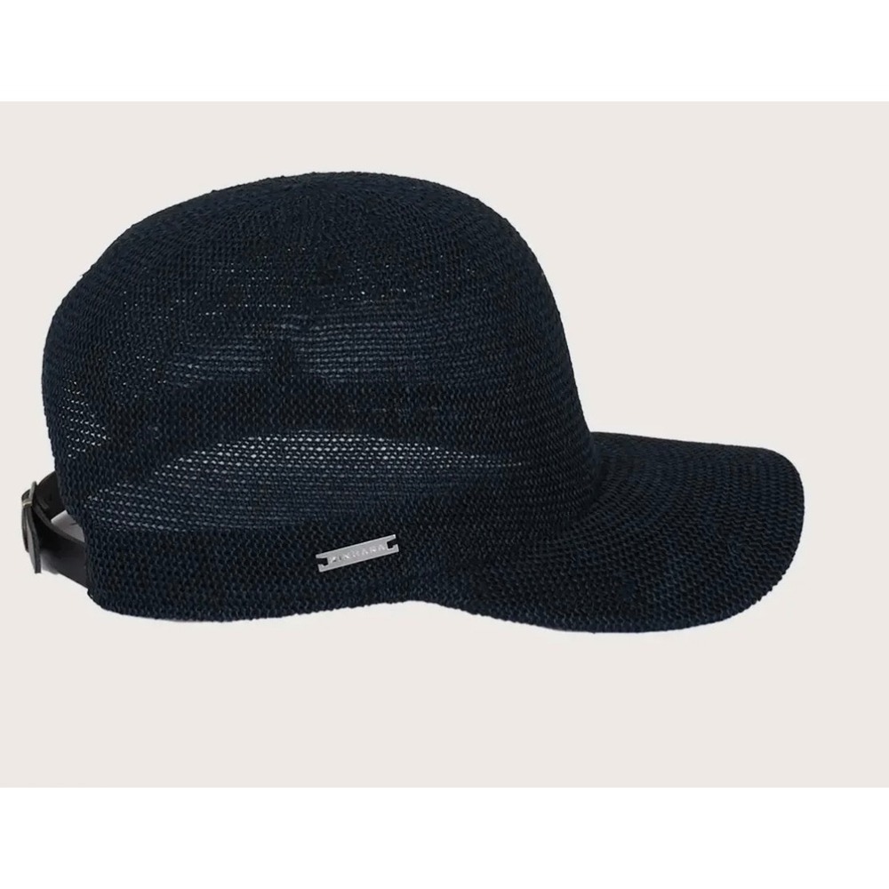 Zingara Beach Cap Black Woven Baseball Adjustable Leather Strap Breathable Hat